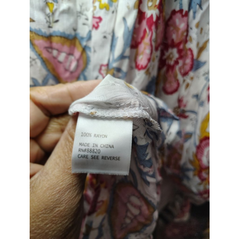 Nicole Miller White Floral Blouse L - Picture 7 of 7